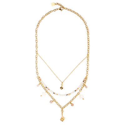 Coeur De Lion Boho Gold & White Freshwater Pearls Necklace