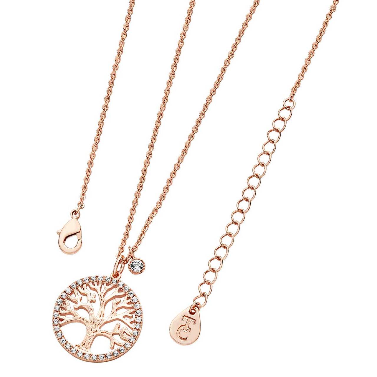 Tipperary Crystal Pendant - Tree of Life Collection - Tree of Life Circle with CZ - Rose Gold Plated