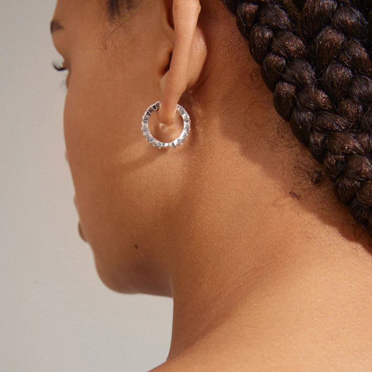 Pilgrim Earrings - CREATE Recycled Crystal Hoops silver-plated