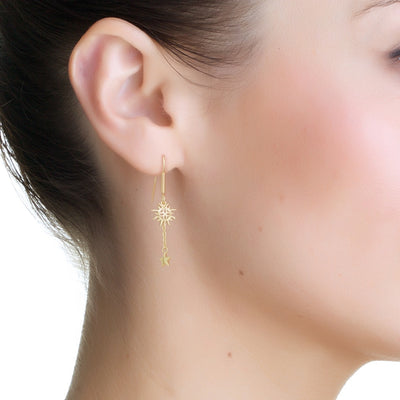 Newbridge Silverware Earrings - Drop with Sun and Stars