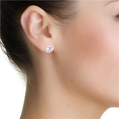 Newbridge Silverware Earrings - Flower with Clear Stones