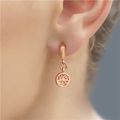 Newbridge Silverware Earrings - TI-AMO Lotus Drop - Rose Gold Plated
