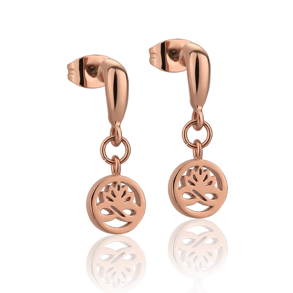 Newbridge Silverware Earrings - TI-AMO Lotus Drop - Rose Gold Plated