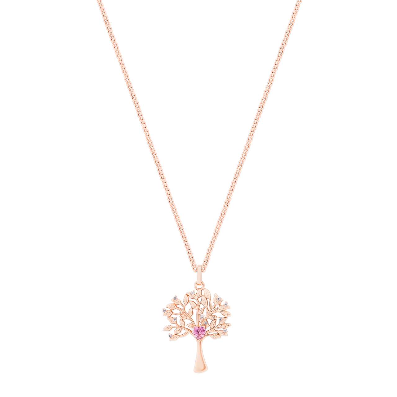 Tipperary Crystal Pendant - Tree of Life Collection - Tree of Life & CZ Pink Heart