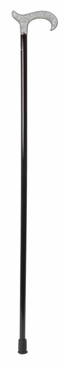 Classic Canes Silver Hook Lame Derby Cane- Black