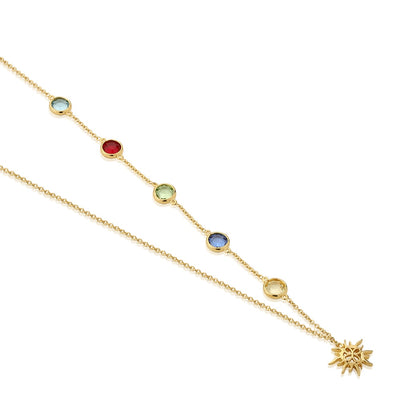 Newbridge Silverware Necklace - Sun Charm & Multi Coloured Stones by Amy Huberman