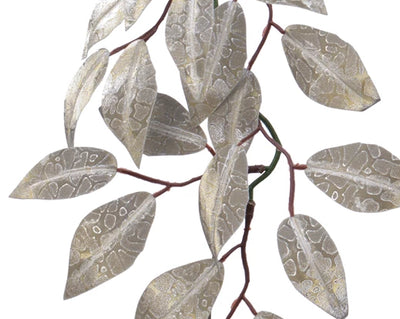 Champagne Leaf Garland with Glitter - 2 assorted Round & Ovate Leaf