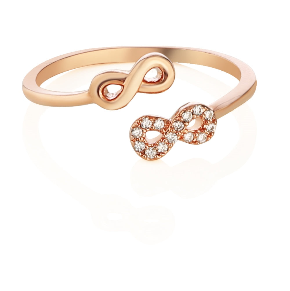 Newbridge Silverware Ring - Infinity with Clear Stone - Rose Gold Plated
