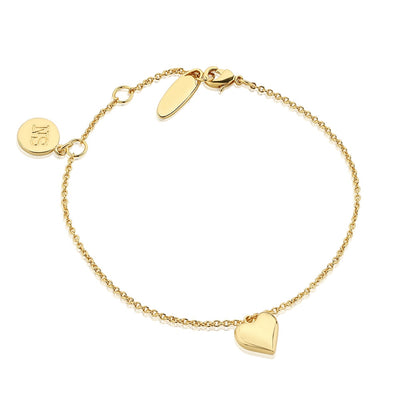 Newbridge Silverware Bracelet - Heart Charm - Gold Plated