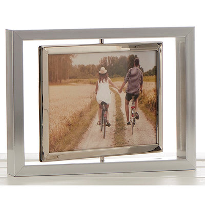 Modern Silver Spin Double Photo Frame