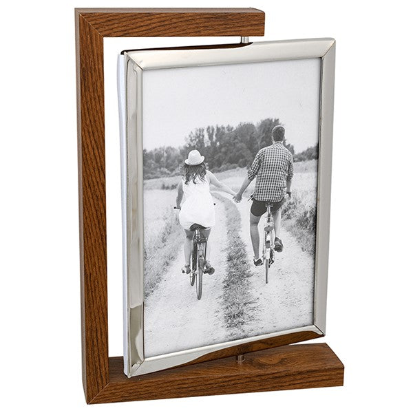 Modern Wood Spin Double Photo Frame - 5x7
