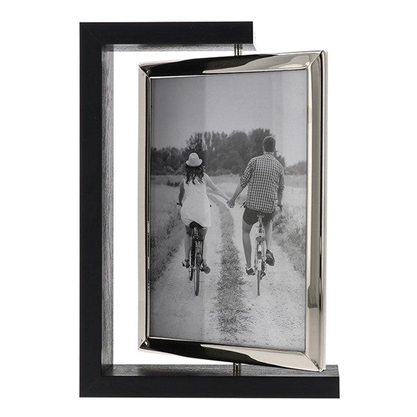 Modern Black Wood Spin Double Photo Frame