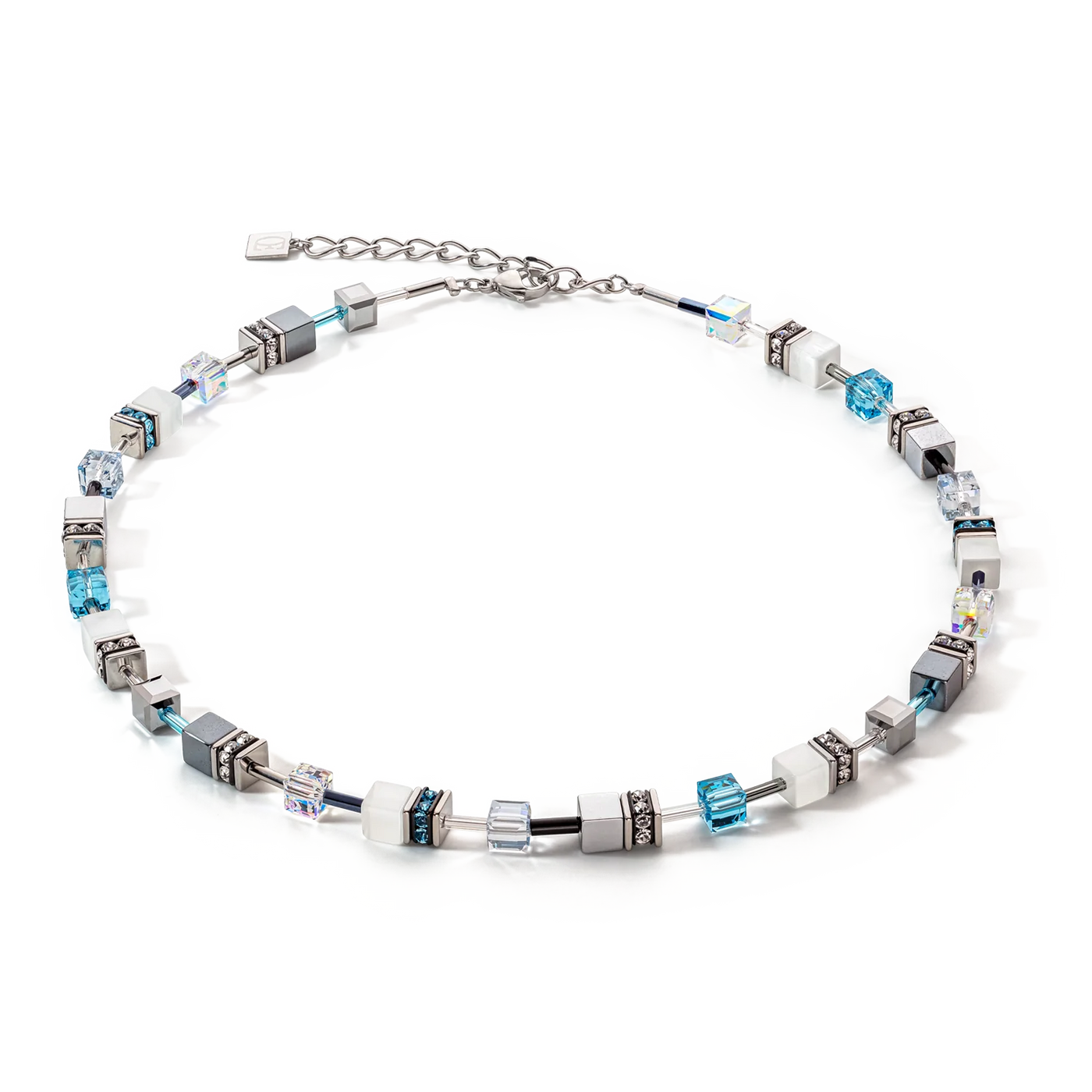 Coeur De Lion GeoCUBE® Iconic Monochrome Aqua Necklace