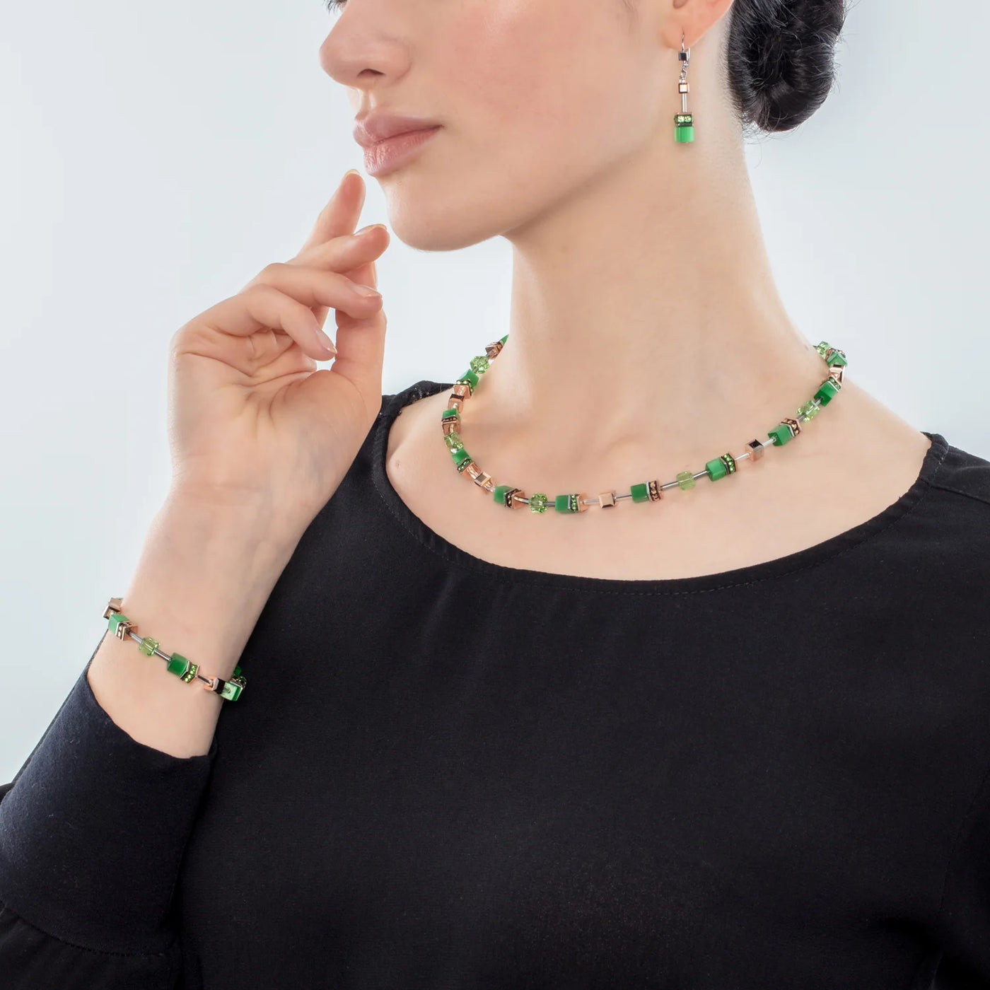 Coeur De Lion GEOCUBE® Iconic Monochrome Green Necklace