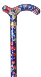 Classic Canes Slimline Extending Chelsea Walking Stick - Dark Blue Floral