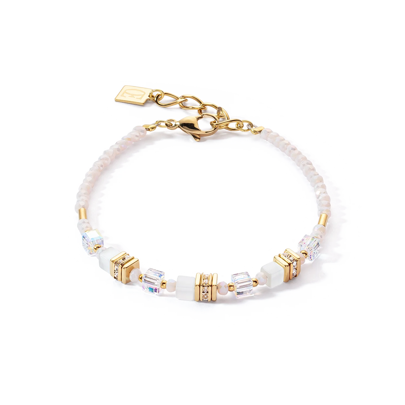 Coeur de Lion Mini Cube White & Gold Bracelet
