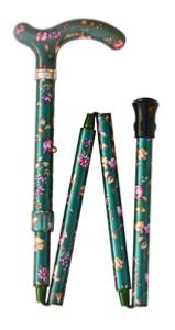 Classic Canes Folding Peite Cane - Green Floral