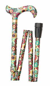 Classic Canes Folding Fashion Adjustable Derby Cane - Green & Red Concentric Circles