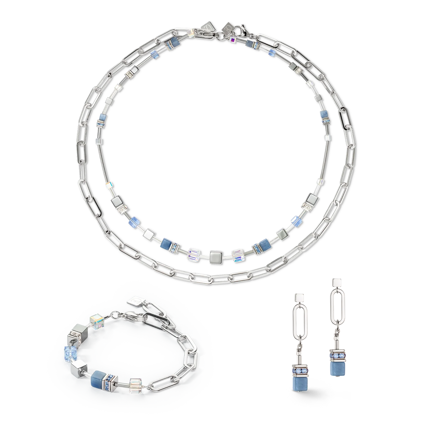 Coeur De Lion GeoCUBE® Fusion Chain Blue Necklace