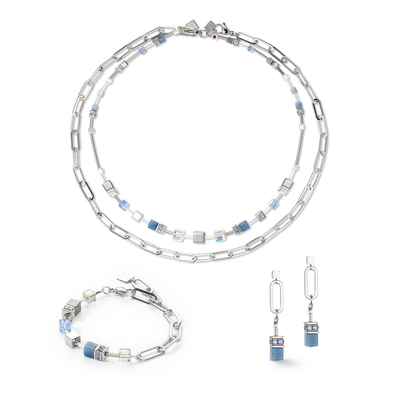 Coeur De Lion GeoCUBE® Fusion Chain Blue Necklace