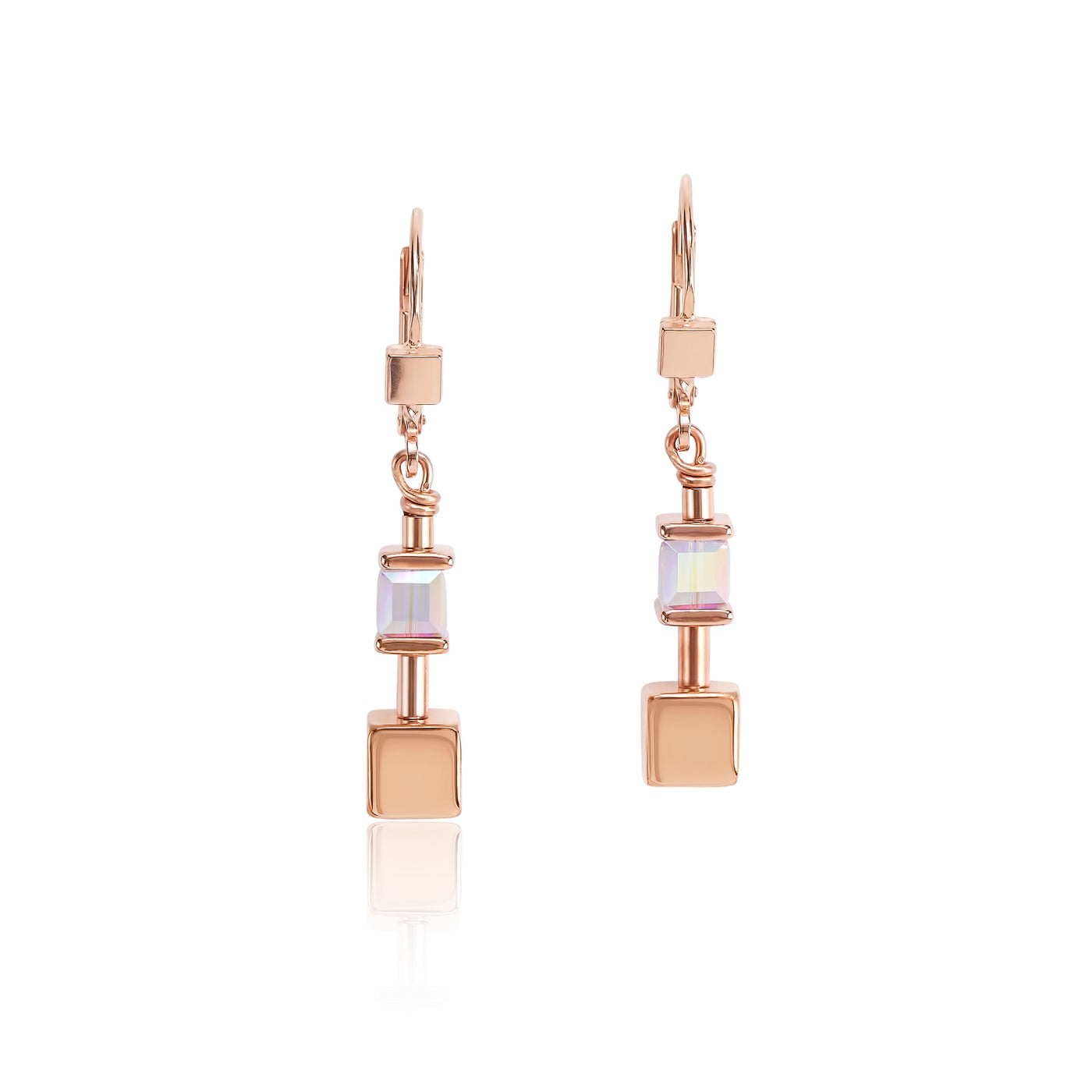 Coeur De Lion GeoCUBE® White & Rose Gold Earrings