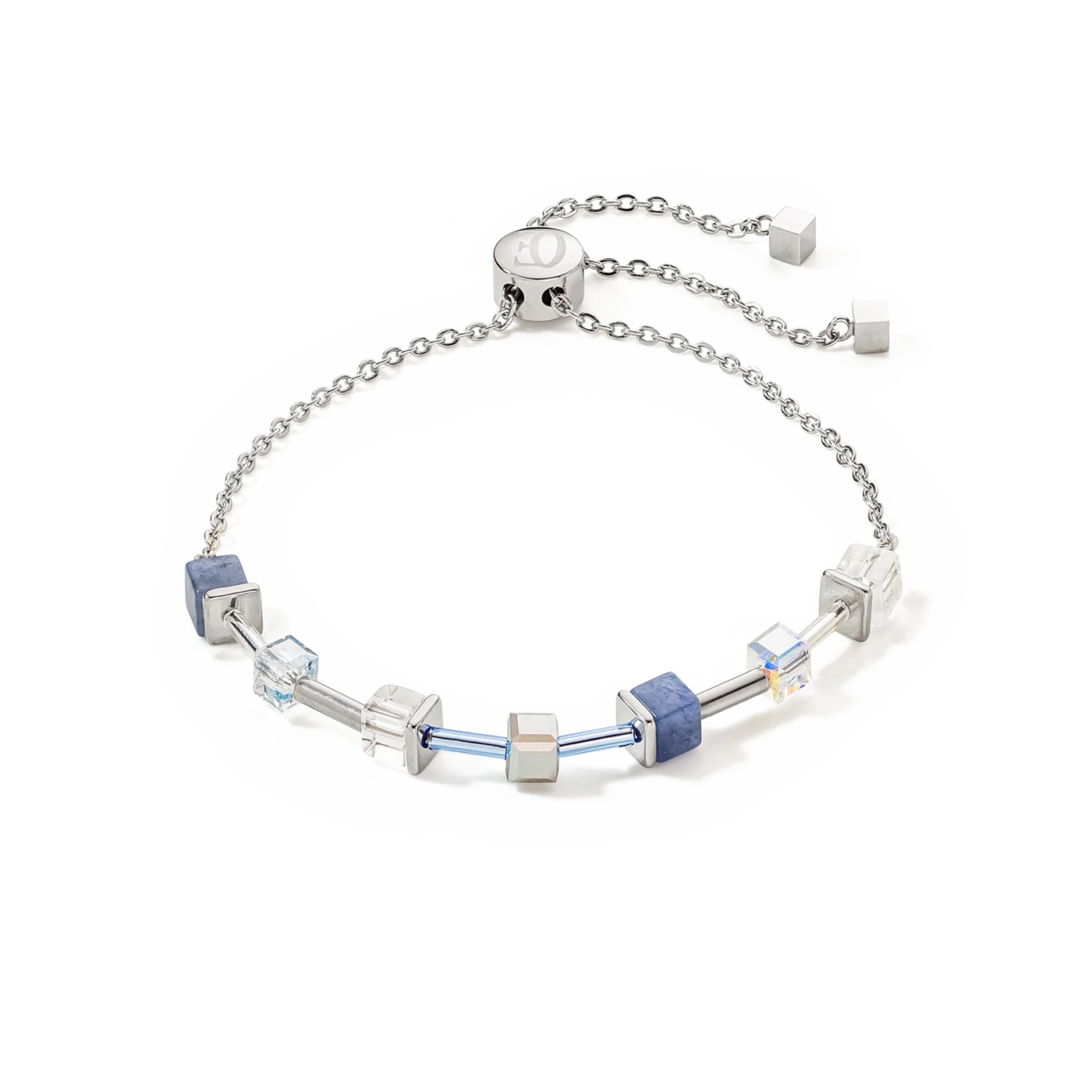 Coeur De Lion GeoCUBE® Precious & Slider Closure Silver Blue Bracelet