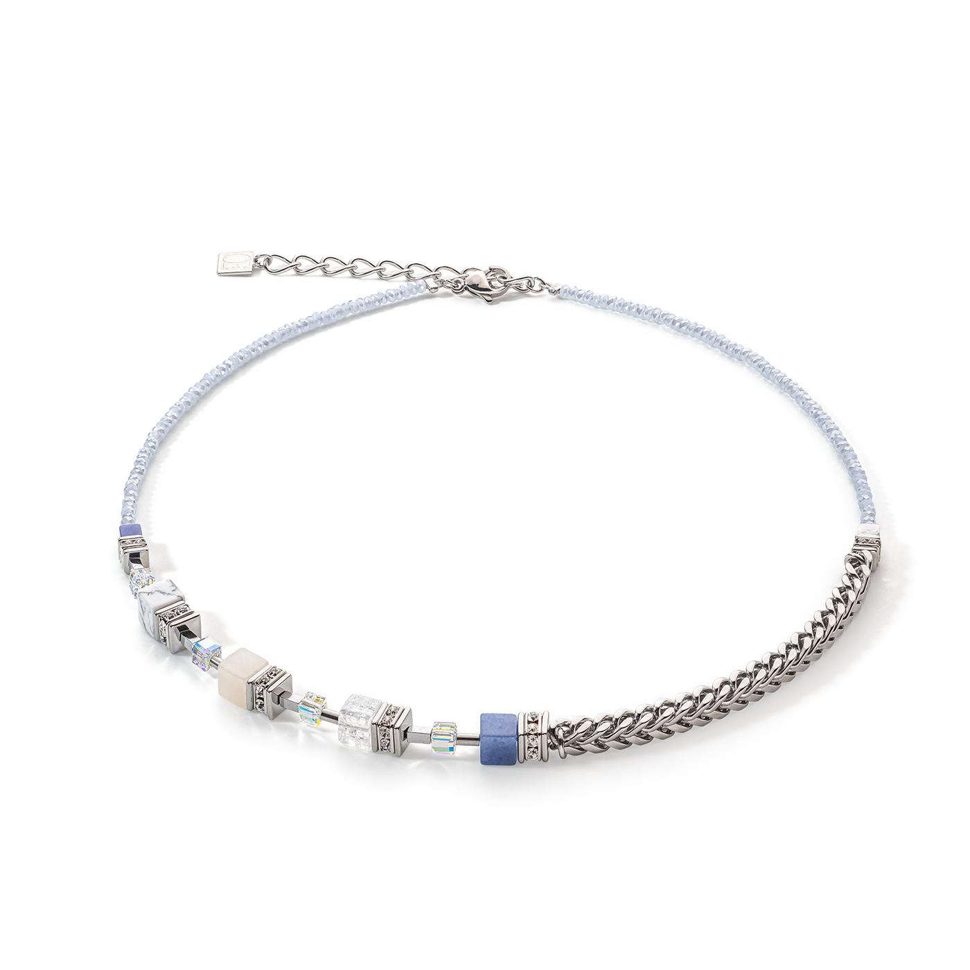 Coeur De Lion GeoCUBE® Precious Fusion Chunky Chain Light Blue Necklace