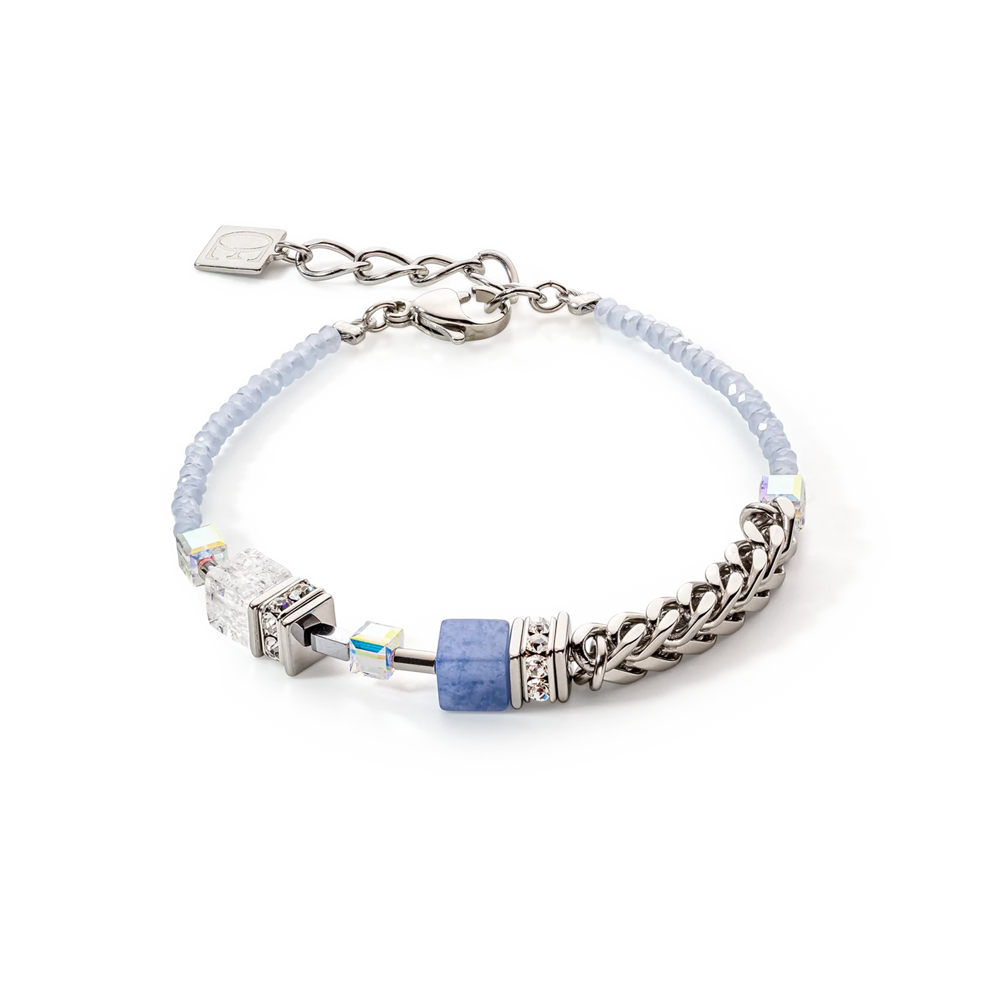 Coeur De Lion GeoCUBE® Precious Fusion Chunky Chain Light Blue Bracelet