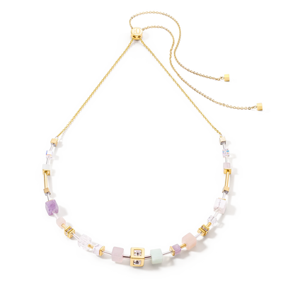 Coeur De Lion Precious & Slider Closure Gold Multicolour Pastel Necklace