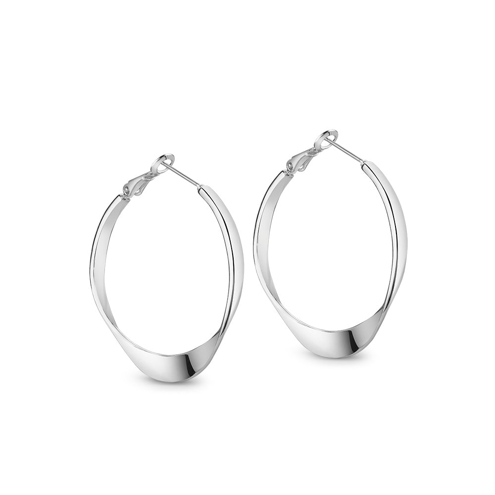 Newbridge Silverware Earrings - Large Hoop - Silver Plated