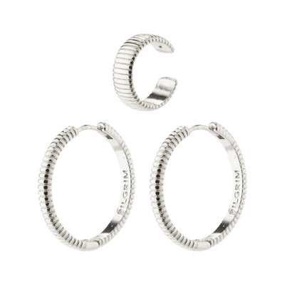 Pilgrim Earrings - XENA Recycled Hoop Cuff Earrings Silver Plated