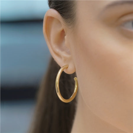 Newbridge Silverware Earrings - Hoop with Blue Stone - Gold Plated