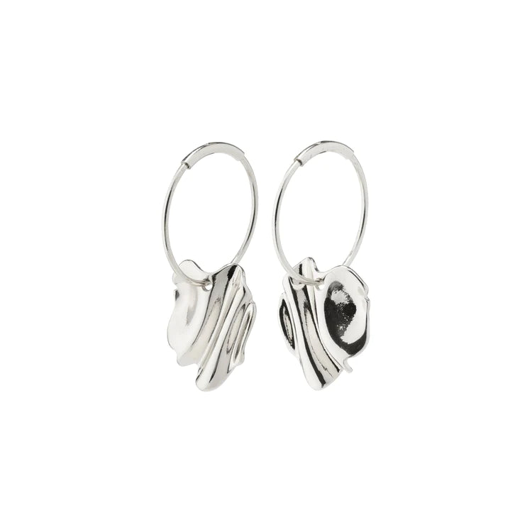 Pilgrim Earrings - EM Wavy Hoops Silver-Plated