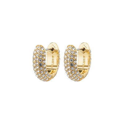 Pilgrim Earrings - LONA recycled Chunky Crystal Huggie Hoops Gold-Plated