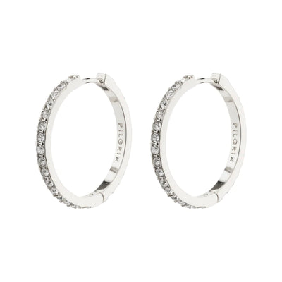 Pilgrim Earrings - EBNA Large Crystal Hoops - Silver-Plated
