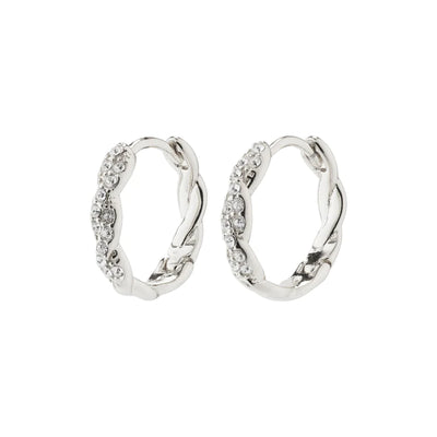 Pilgrim Earrings - EZO Twirled Crystal Hoops Silver-Plated