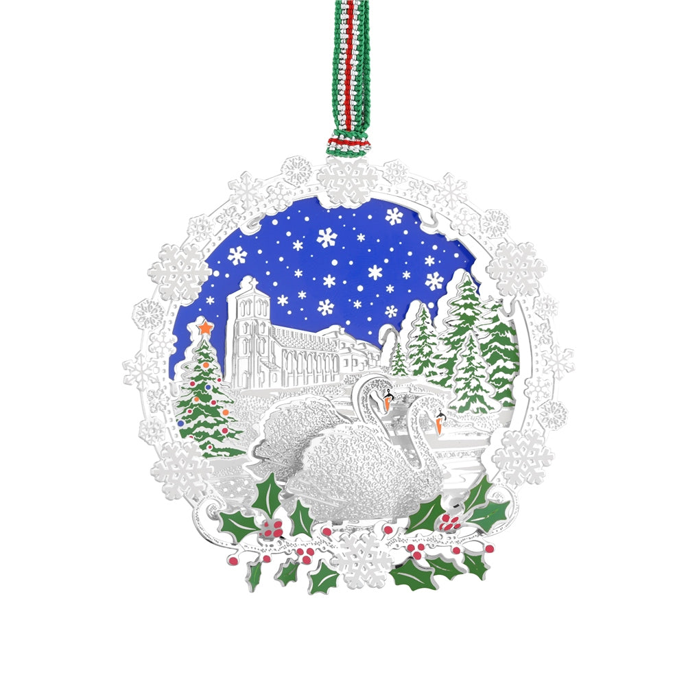 Newbridge Silverware Christmas Collection 2023 Hanging Decoration - Swan Snow Scene