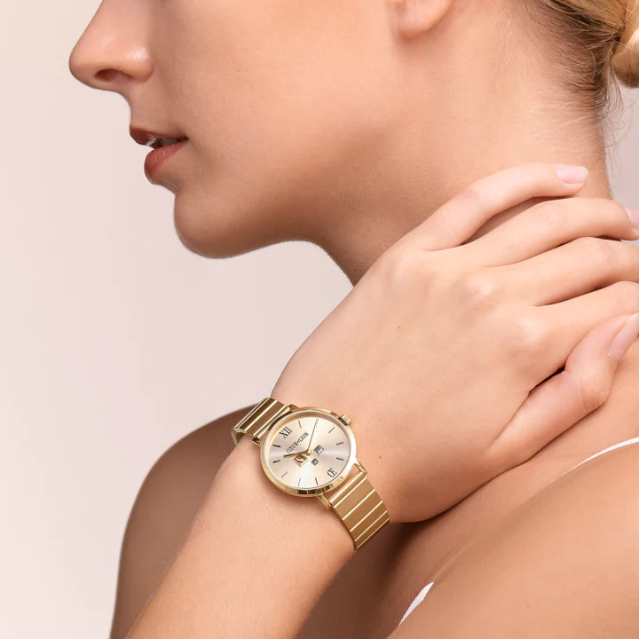 Coeur De Lion Round Gold Sunray Stainless Steel Gold Watch
