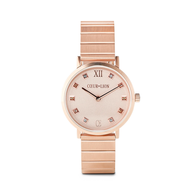 Coeur De Lion Round Rose Gold Matt Monochrome Stainless Steel Rose Gold Watch