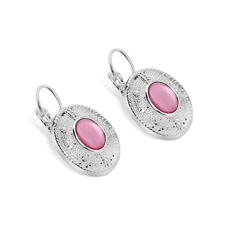 Newbridge Silverware Earrings - Vintage with Pink Stones