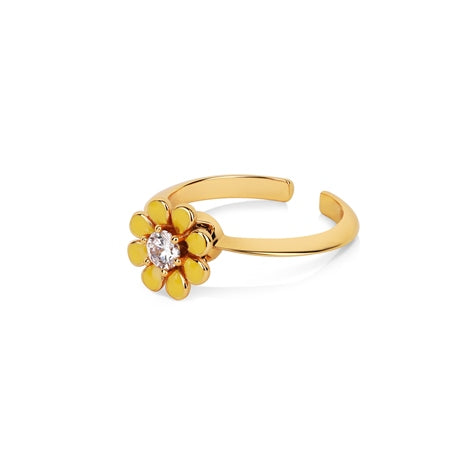 Newbridge Silverware Ring - Revolving Yellow Flower - Gold Plated