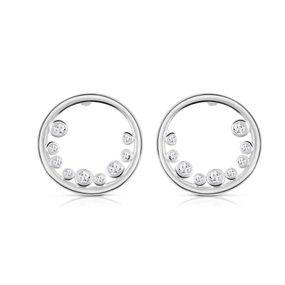 Newbridge Silverware Earrings - Petite Circular Stud with Clear Stones