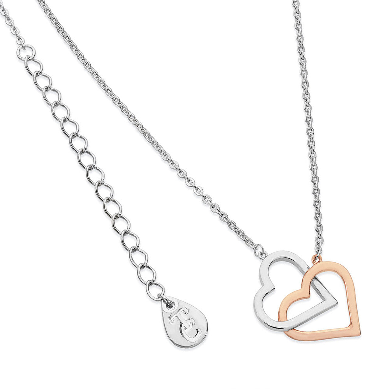 Tipperary Crystal Pendant - Heart Collection - Interlinked 2 Tone Heart