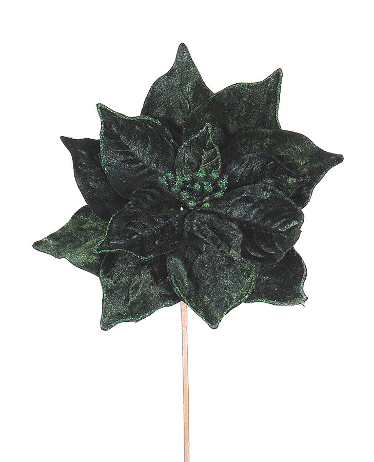 Dark Green Velvet Christmas Poinsettia