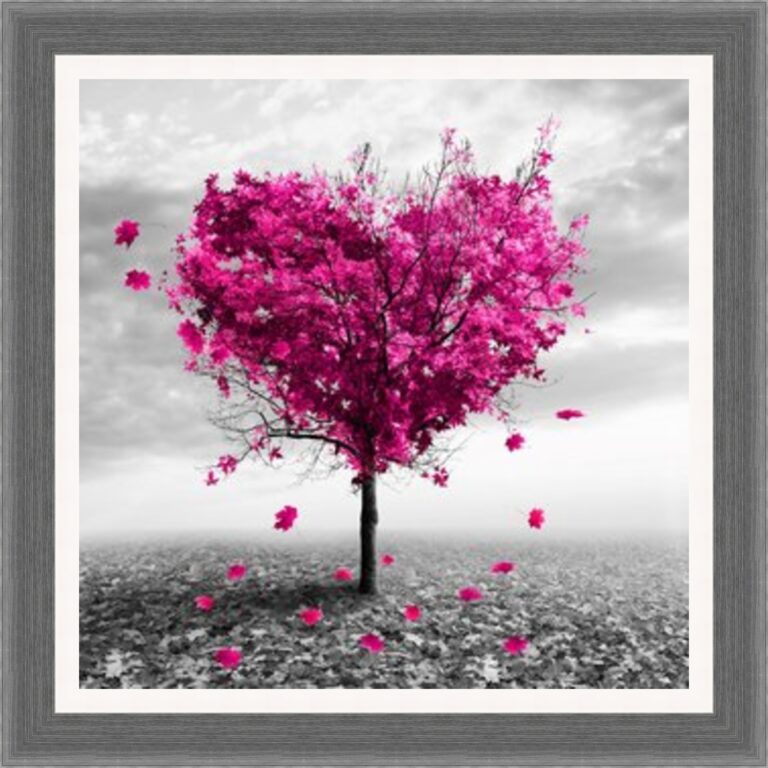 Autumn Tree Pink Framed Picture - Art on Glass - **CLICK & COLLECT ONLY**