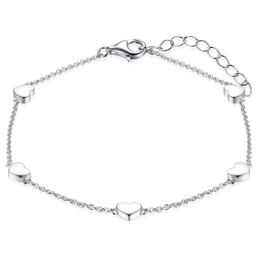 Gisser Sterling Silver Bracelet with 5 Hearts