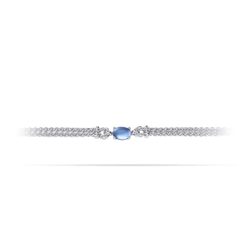 Gisser Sterling Silver Bracelet with Blue Zirconia Stone