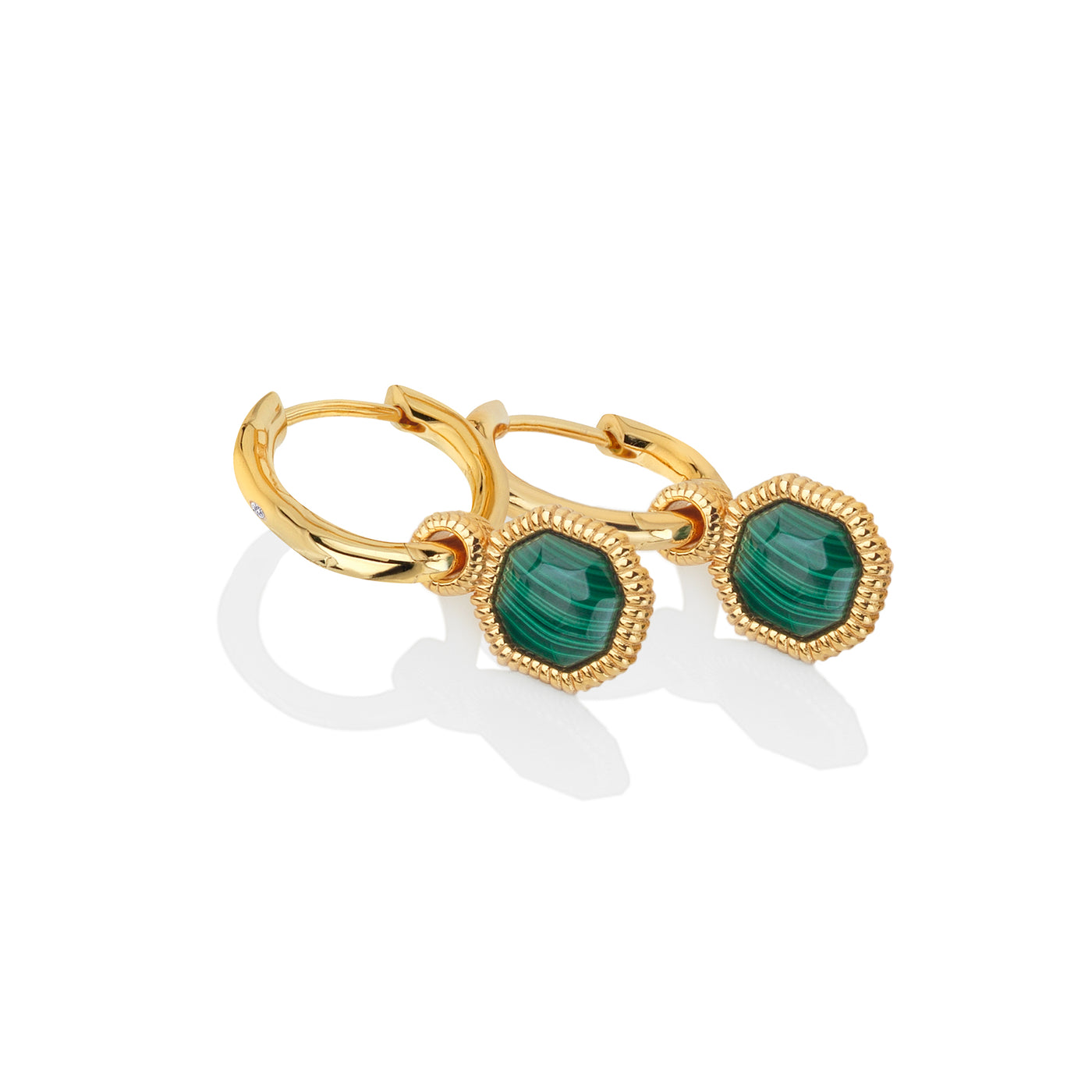 Hot Diamonds by Jac Jossa - 18ct Gold Plated Sterling Silver Revive Malachite Earrings