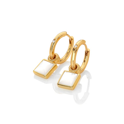 Hot Diamonds by Jac Jossa - 18ct Gold Plated Sterling Silver Calm Mother of Pearl Square Earrings