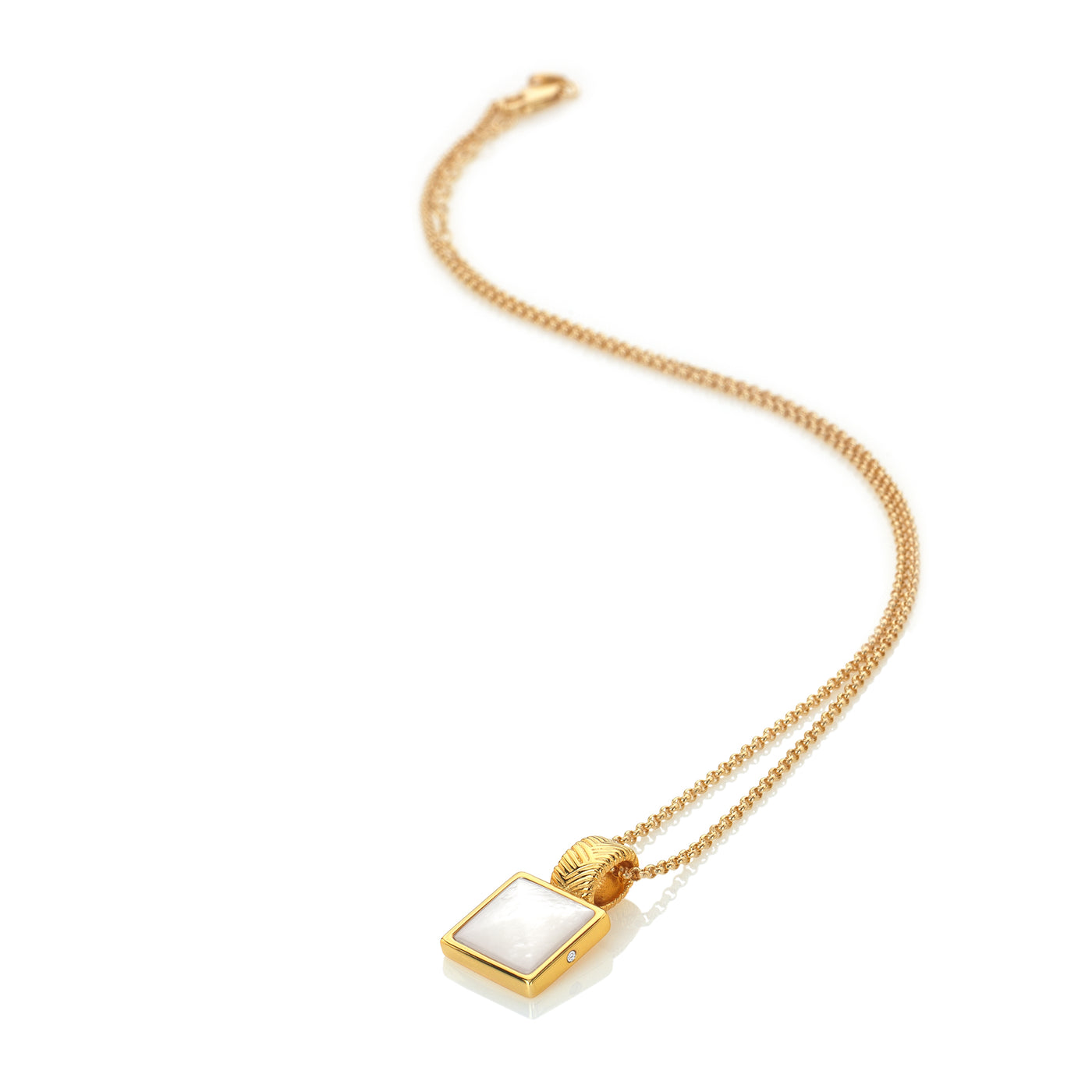 Hot Diamonds by Jac Jossa -18ct Gold Plated Sterling Silver Calm Mother of Pearl Square Pendant